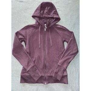 Athleta Triumph Full Zip Hoodie Berry Purple Fleece Lined Thumbholes Size Small